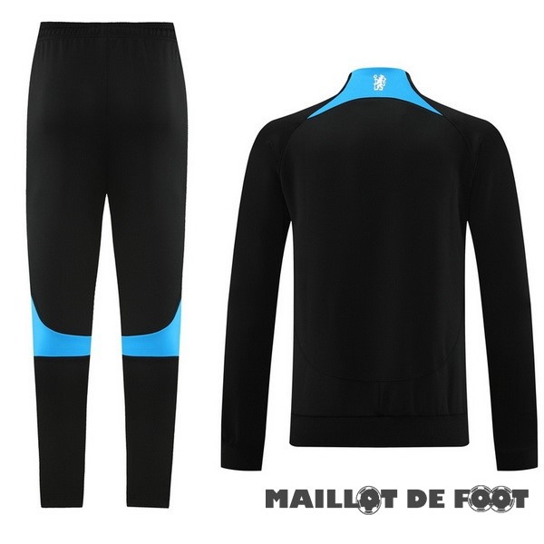 Foot Maillot Pas Cher Ensemble Complet Ensemble Complet longue fermeture éclair vêtements De Sport Chelsea 2023 2024 Noir Bleu