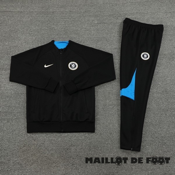Foot Maillot Pas Cher Ensemble Complet Ensemble Complet longue fermeture éclair vêtements De Sport Chelsea 2023 2024 Noir Bleu