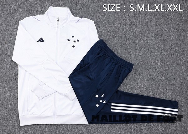 Foot Maillot Pas Cher Ensemble Complet Ensemble Complet longue fermeture éclair vêtements De Sport Cruzeiro 2023 2024 Blanc Bleu Marine