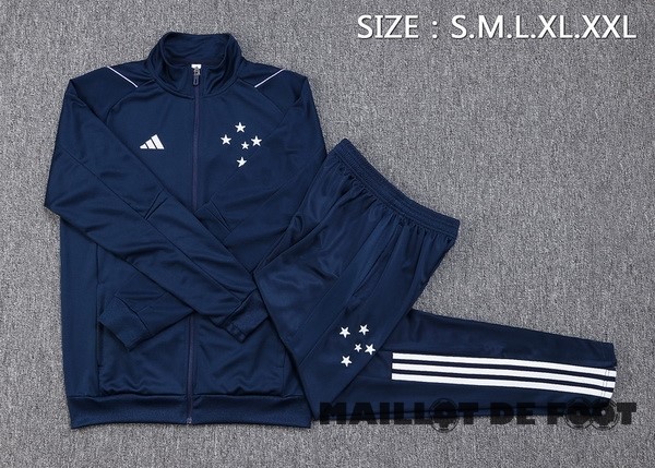 Foot Maillot Pas Cher Ensemble Complet Ensemble Complet longue fermeture éclair vêtements De Sport Cruzeiro 2023 2024 Bleu Marine