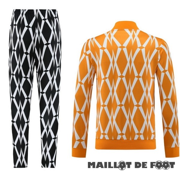 Foot Maillot Pas Cher Ensemble Complet Ensemble Complet longue fermeture éclair vêtements De Sport Côte d'Ivoire 2023 Noir Orange