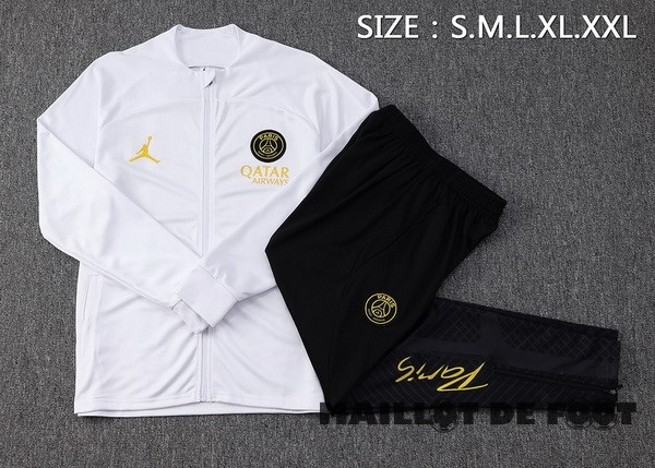 Foot Maillot Pas Cher Ensemble Complet Ensemble Complet longue fermeture éclair vêtements De Sport Enfant Paris Saint Germain 2023 2024 Blanc Noir