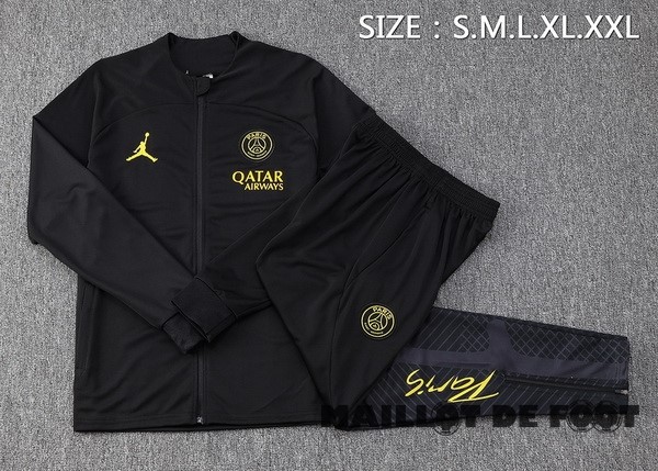 Foot Maillot Pas Cher Ensemble Complet Ensemble Complet longue fermeture éclair vêtements De Sport Enfant Paris Saint Germain 2023 2024 Noir