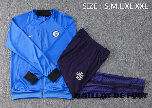 Foot Maillot Pas Cher Ensemble Complet Ensemble Complet longue fermeture éclair vêtements De Sport Inter Milán 2023 2024 Bleu Purpura