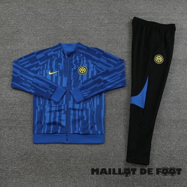 Foot Maillot Pas Cher Ensemble Complet Ensemble Complet longue fermeture éclair vêtements De Sport Inter Milán 2023 2024 Noir Bleu