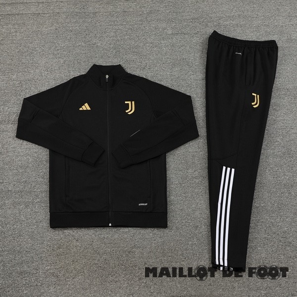 Foot Maillot Pas Cher Ensemble Complet Ensemble Complet longue fermeture éclair vêtements De Sport Juventus 2023 2024 Noir Blanc
