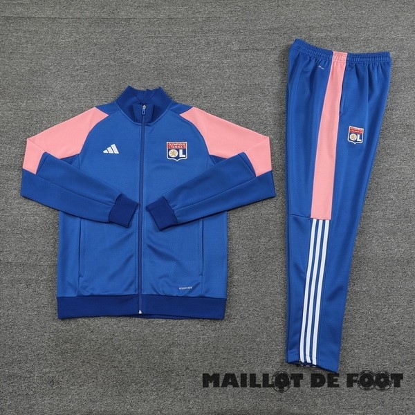 Foot Maillot Pas Cher Ensemble Complet Ensemble Complet longue fermeture éclair vêtements De Sport Lyon 2023 2024 Bleu Rose
