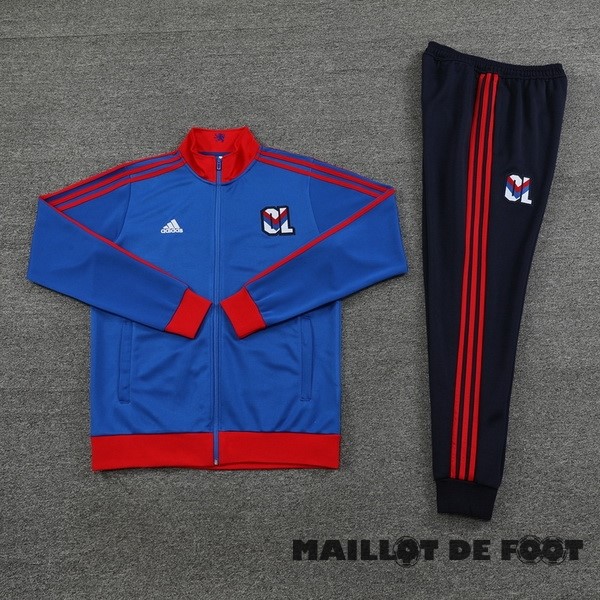 Foot Maillot Pas Cher Ensemble Complet Ensemble Complet longue fermeture éclair vêtements De Sport Lyon 2023 2024 Bleu Rouge