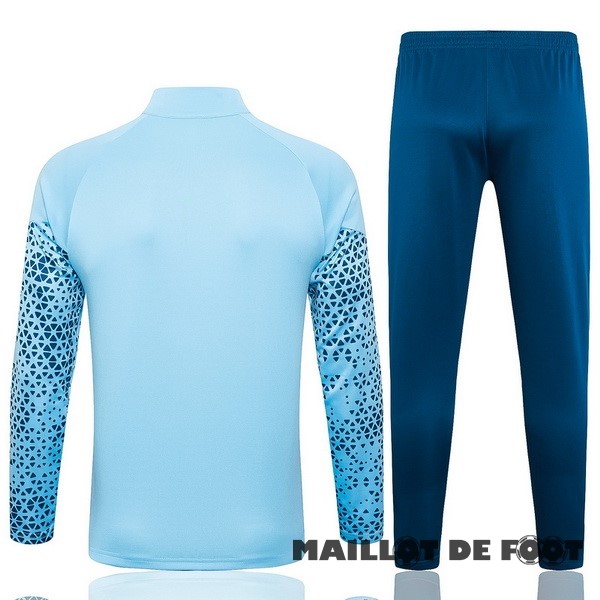 Foot Maillot Pas Cher Ensemble Complet Ensemble Complet longue fermeture éclair vêtements De Sport Manchester City 2023 2024 Bleu