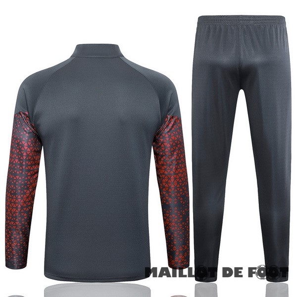 Foot Maillot Pas Cher Ensemble Complet Ensemble Complet longue fermeture éclair vêtements De Sport Manchester City 2023 2024 Gris Rouge