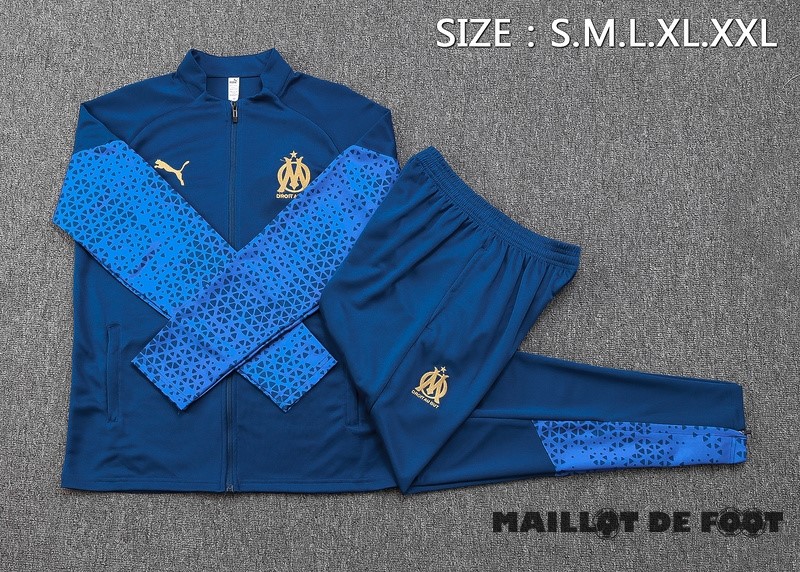 Foot Maillot Pas Cher Ensemble Complet Ensemble Complet longue fermeture éclair vêtements De Sport Marsella 2023 2024 Bleu Marine