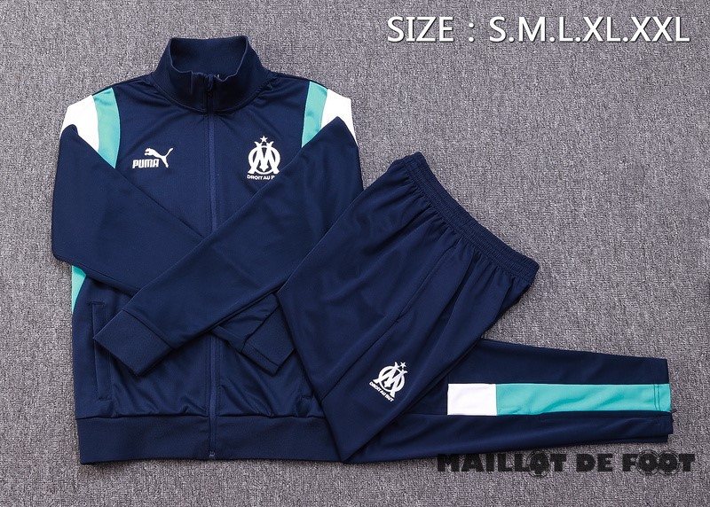 Foot Maillot Pas Cher Ensemble Complet Ensemble Complet longue fermeture éclair vêtements De Sport Marsella 2023 2024 Bleu Marine
