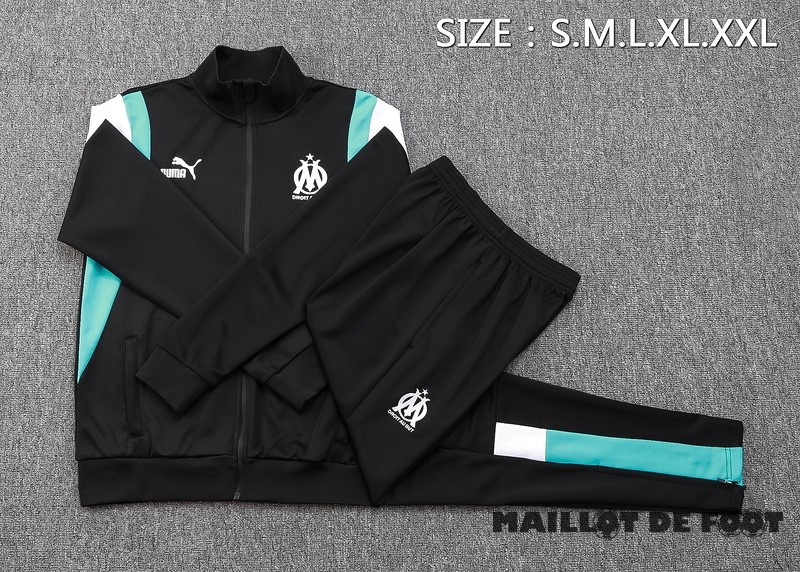 Foot Maillot Pas Cher Ensemble Complet Ensemble Complet longue fermeture éclair vêtements De Sport Marsella 2023 2024 Noir Blanc Bleu