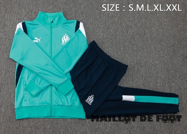 Foot Maillot Pas Cher Ensemble Complet Ensemble Complet longue fermeture éclair vêtements De Sport Marsella 2023 2024 Vert Blanc Bleu