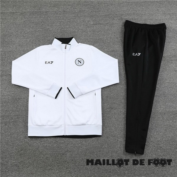 Foot Maillot Pas Cher Ensemble Complet Ensemble Complet longue fermeture éclair vêtements De Sport Napoli 2023 2024 Blanc Noir