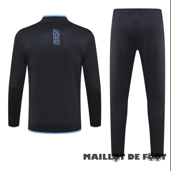 Foot Maillot Pas Cher Ensemble Complet Ensemble Complet longue fermeture éclair vêtements De Sport Napoli 2023 2024 Noir Bleu