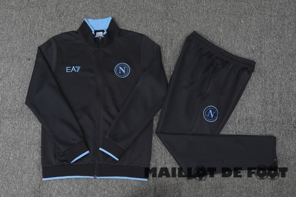 Foot Maillot Pas Cher Ensemble Complet Ensemble Complet longue fermeture éclair vêtements De Sport Napoli 2023 2024 Noir Bleu
