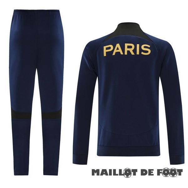 Foot Maillot Pas Cher Ensemble Complet Ensemble Complet longue fermeture éclair vêtements De Sport Paris Saint Germain 2023 2024 Bleu II Marine