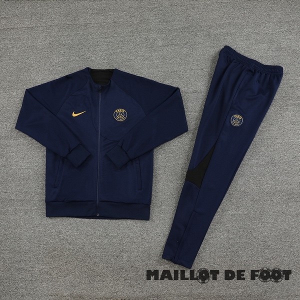 Foot Maillot Pas Cher Ensemble Complet Ensemble Complet longue fermeture éclair vêtements De Sport Paris Saint Germain 2023 2024 Bleu II Marine