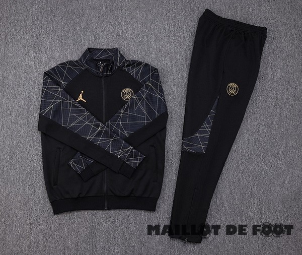 Foot Maillot Pas Cher Ensemble Complet Ensemble Complet longue fermeture éclair vêtements De Sport Paris Saint Germain 2023 2024 Noir Gris
