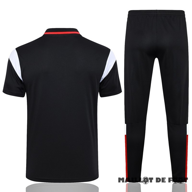 Foot Maillot Pas Cher Ensemble Complet Polo AC Milan 2023 2024 Noir Rouge Blanc