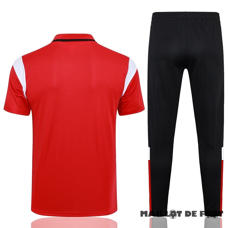 Foot Maillot Pas Cher Ensemble Complet Polo AC Milan 2023 2024 Rouge Blanc Noir