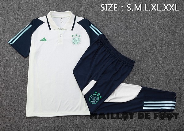 Foot Maillot Pas Cher Ensemble Complet Polo Ajax 2023 2024 Blanc Bleu