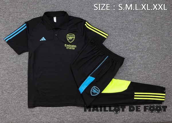 Foot Maillot Pas Cher Ensemble Complet Polo Arsenal 2023 2024 Noir Bleu Jaune