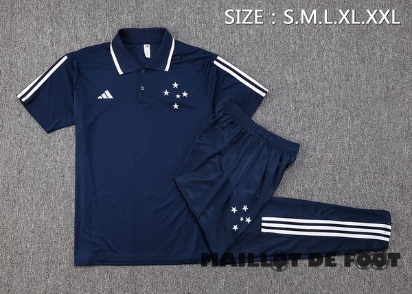 Foot Maillot Pas Cher Ensemble Complet Polo Cruzeiro 2023 2024 Bleu Marine