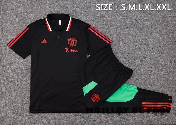 Foot Maillot Pas Cher Ensemble Complet Polo Manchester United 2023 2024 Rouge I Noir