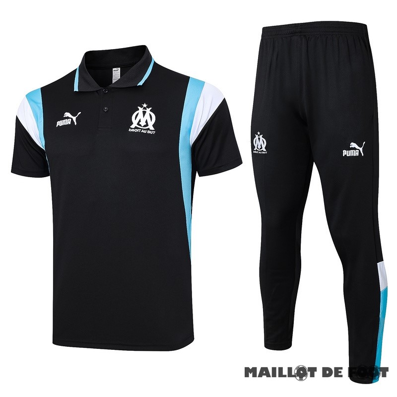 Foot Maillot Pas Cher Ensemble Complet Polo Marsella 2023 2024 Bleu Marine Blanc