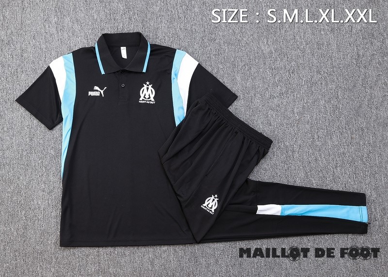 Foot Maillot Pas Cher Ensemble Complet Polo Marsella 2023 2024 Bleu Marine Blanc