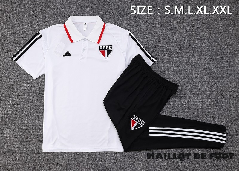 Foot Maillot Pas Cher Ensemble Complet Polo São Paulo 2023 2024 Blanc Noir
