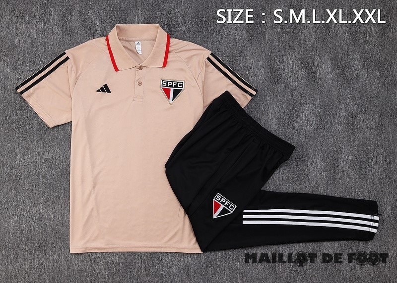 Foot Maillot Pas Cher Ensemble Complet Polo São Paulo 2023 2024 Jaune Orange