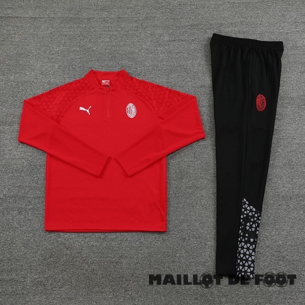 Foot Maillot Pas Cher Ensemble Complet Sudadera Entrainement AC Milan 2023 2024 Noir I Rouge
