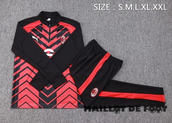 Foot Maillot Pas Cher Ensemble Complet Sudadera Entrainement AC Milan 2023 2024 Rouge Noir Blanc
