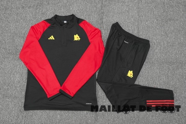 Foot Maillot Pas Cher Ensemble Complet Sudadera Entrainement AS Roma 2023 2024 Noir Rouge