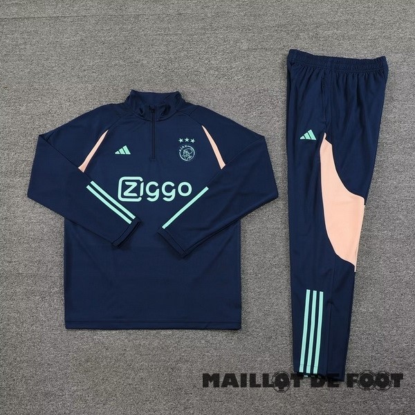 Foot Maillot Pas Cher Ensemble Complet Sudadera Entrainement Ajax 2023 2024 Bleu Marine II Rose