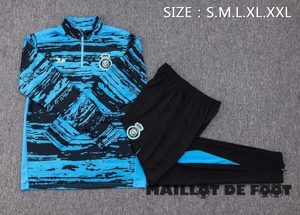 Foot Maillot Pas Cher Ensemble Complet Sudadera Entrainement Al Nassr 2023 2024 Bleu Noir