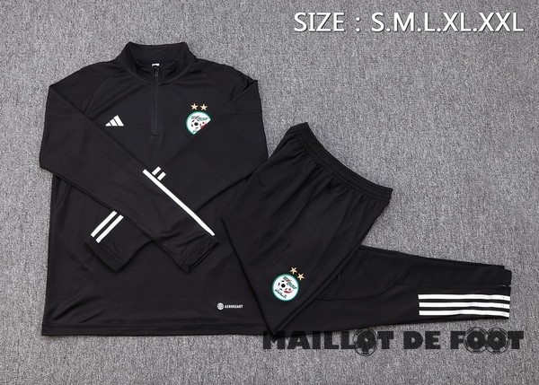 Foot Maillot Pas Cher Ensemble Complet Sudadera Entrainement Algérie 2023 Noir Blanc
