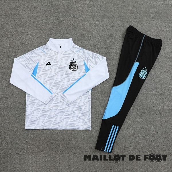 Foot Maillot Pas Cher Ensemble Complet Sudadera Entrainement Argentine 2023 Blanc I Bleu Noir