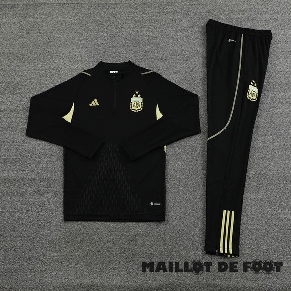 Foot Maillot Pas Cher Ensemble Complet Sudadera Entrainement Argentine 2023 Noir I Jaune