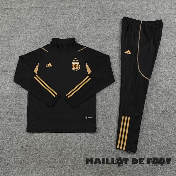 Foot Maillot Pas Cher Ensemble Complet Sudadera Entrainement Argentine 2023 Noir Jaune