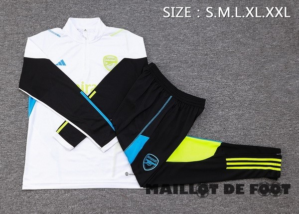 Foot Maillot Pas Cher Ensemble Complet Sudadera Entrainement Arsenal 2023 2024 Blanc Noir