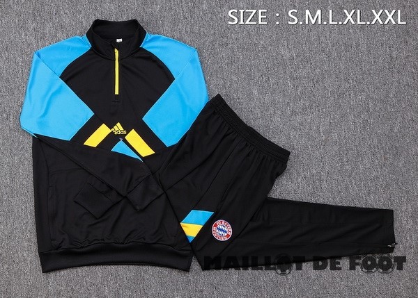 Foot Maillot Pas Cher Ensemble Complet Sudadera Entrainement Bayern Múnich 2023 2024 Noir Bleu Jaune
