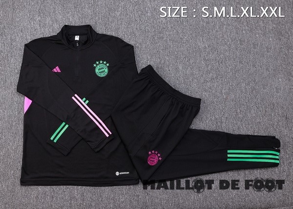 Foot Maillot Pas Cher Ensemble Complet Sudadera Entrainement Bayern Múnich 2023 2024 Noir Purpura Vert