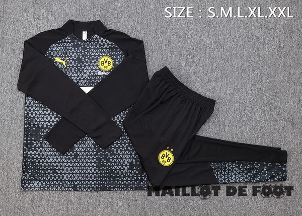 Foot Maillot Pas Cher Ensemble Complet Sudadera Entrainement Borussia Dortmund 2023 2024 Gris Noir
