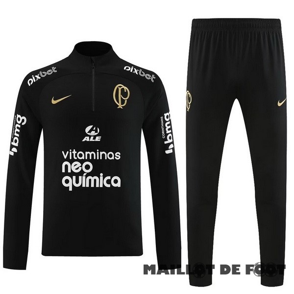 Foot Maillot Pas Cher Ensemble Complet Sudadera Entrainement Corinthians Paulista 2023 2024 II Noir
