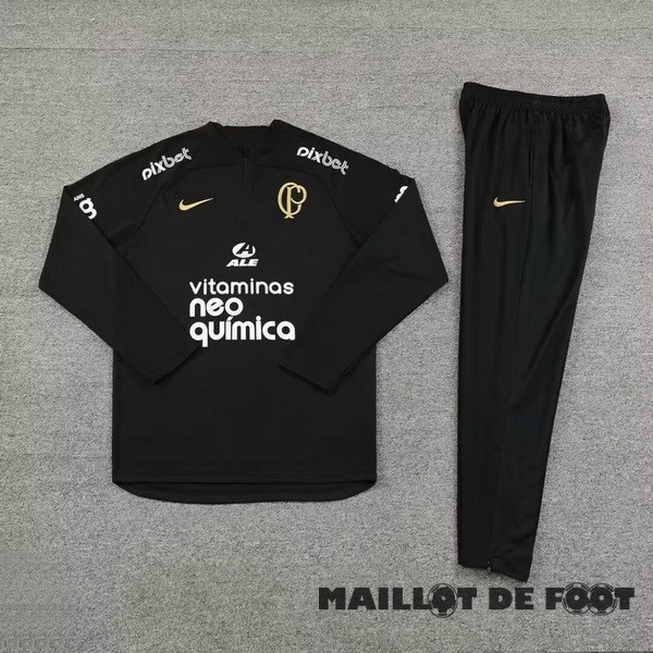 Foot Maillot Pas Cher Ensemble Complet Sudadera Entrainement Corinthians Paulista 2023 2024 II Noir