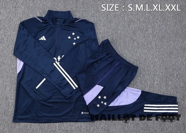 Foot Maillot Pas Cher Ensemble Complet Sudadera Entrainement Cruzeiro 2023 2024 Bleu Marine Purpura